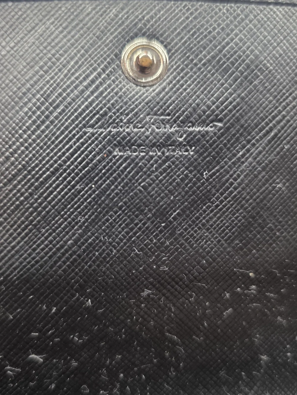 Black Ferragamo Leather Gancini Clutch with Silver Logo Hardware